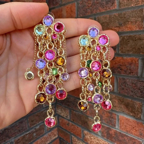 ZARA MULTI-COLOR WATERFALL EARRINGS - Picture 10 of 15